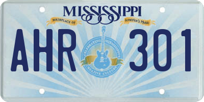 MS license plate AHR301