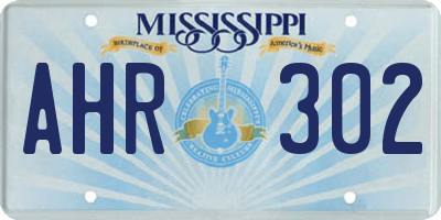 MS license plate AHR302