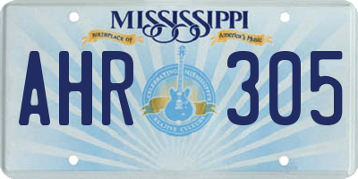 MS license plate AHR305