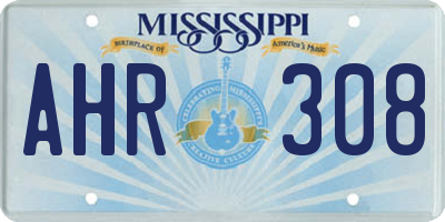 MS license plate AHR308