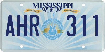 MS license plate AHR311