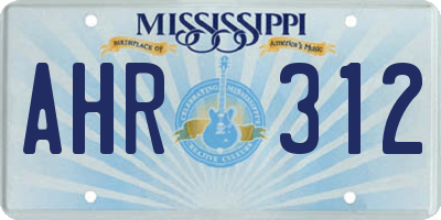 MS license plate AHR312
