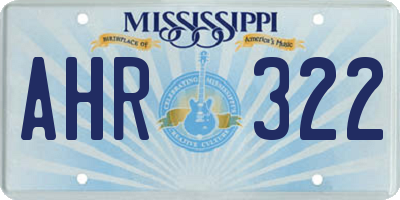 MS license plate AHR322