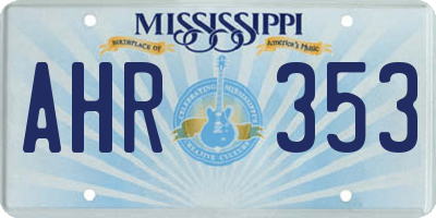 MS license plate AHR353