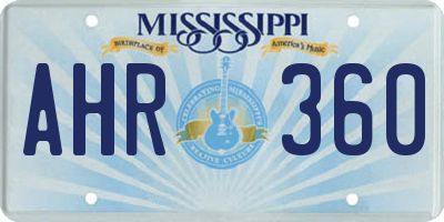 MS license plate AHR360