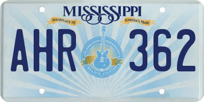 MS license plate AHR362