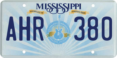 MS license plate AHR380