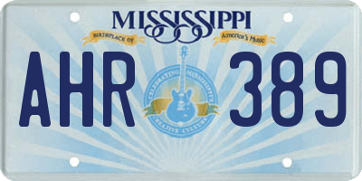MS license plate AHR389