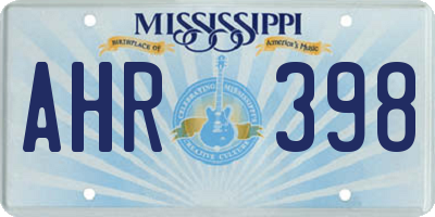MS license plate AHR398
