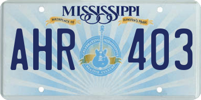 MS license plate AHR403