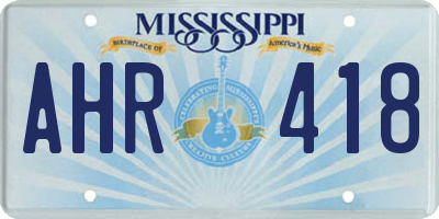 MS license plate AHR418