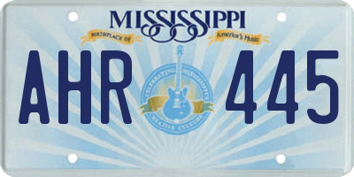 MS license plate AHR445