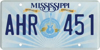 MS license plate AHR451