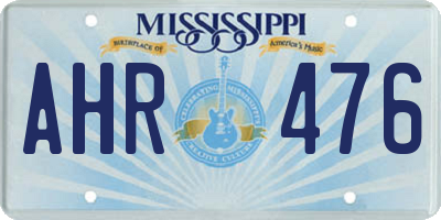 MS license plate AHR476