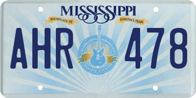 MS license plate AHR478
