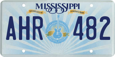 MS license plate AHR482