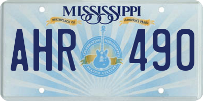MS license plate AHR490