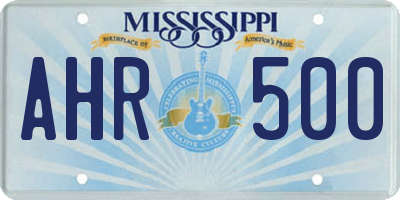 MS license plate AHR500