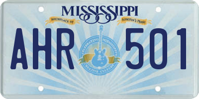 MS license plate AHR501