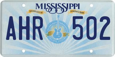 MS license plate AHR502