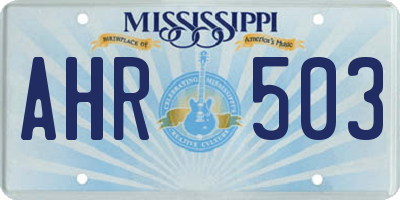 MS license plate AHR503
