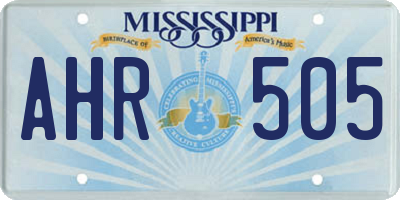 MS license plate AHR505