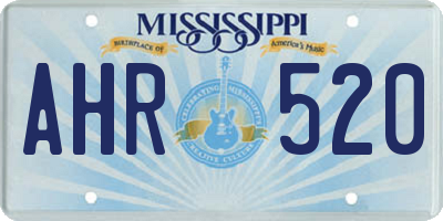 MS license plate AHR520