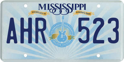 MS license plate AHR523