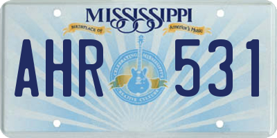 MS license plate AHR531