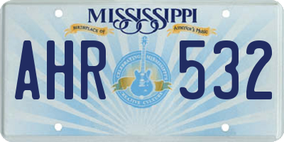 MS license plate AHR532
