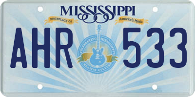 MS license plate AHR533