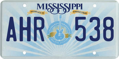 MS license plate AHR538