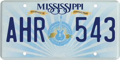 MS license plate AHR543