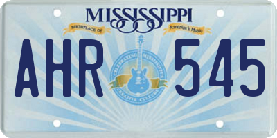 MS license plate AHR545