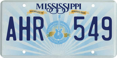 MS license plate AHR549
