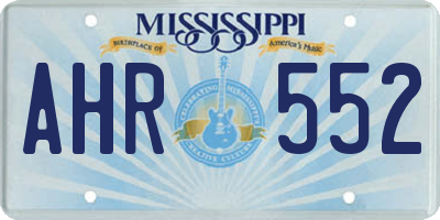 MS license plate AHR552