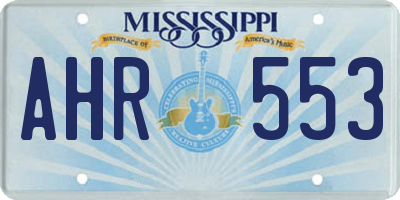 MS license plate AHR553