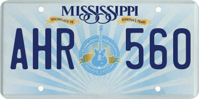 MS license plate AHR560