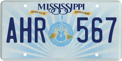 MS license plate AHR567