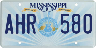 MS license plate AHR580
