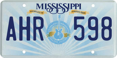 MS license plate AHR598