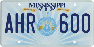 MS license plate AHR600