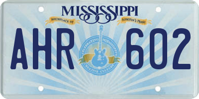 MS license plate AHR602
