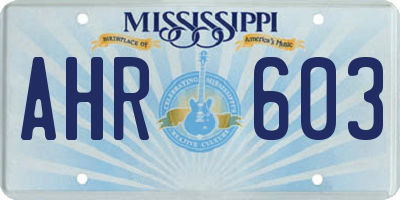 MS license plate AHR603