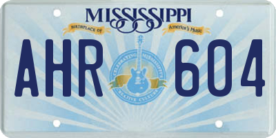 MS license plate AHR604