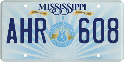 MS license plate AHR608