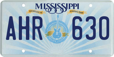MS license plate AHR630