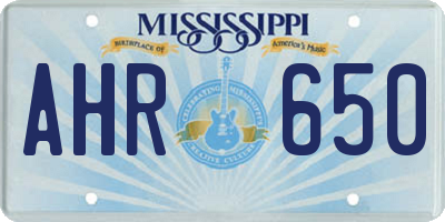 MS license plate AHR650