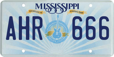 MS license plate AHR666
