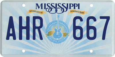 MS license plate AHR667